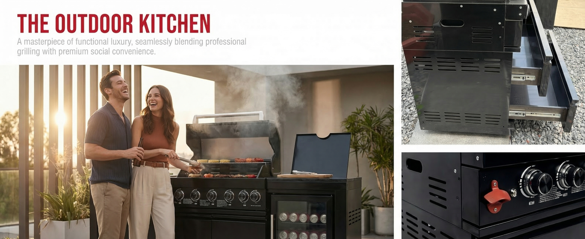 6-Burner Stainless Steel Propane Outdoor Kitchen Grill