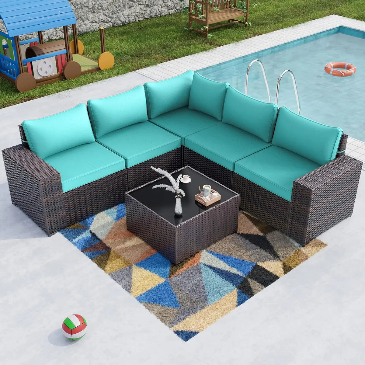 12-Piece Outdoor Wicker Sectional Sofa Set with Coffee Tables