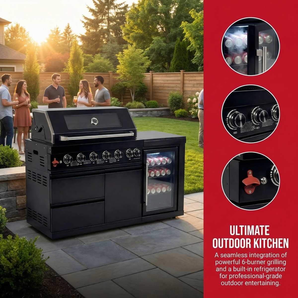 6-Burner Stainless Steel Propane Outdoor Kitchen Grill
