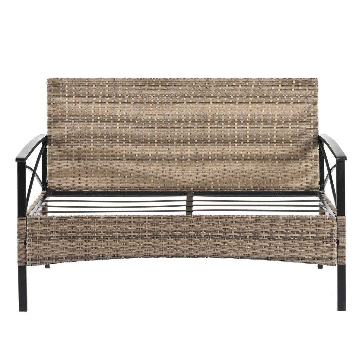 4-Piece Brown PE Rattan Patio Conversation Set with Cushions