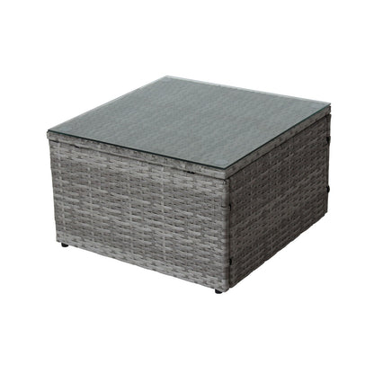 4-Piece Gray Wicker Rattan Patio Sectional Set with Storage Box