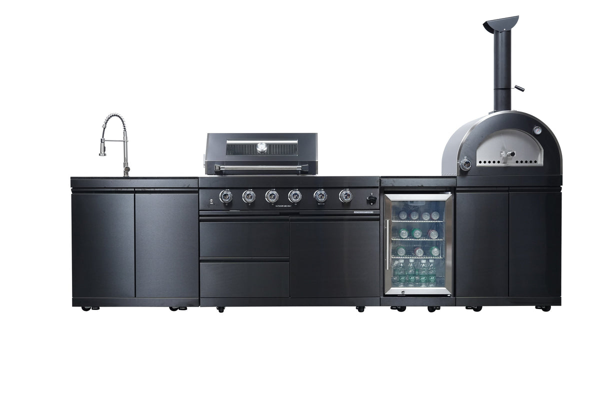 125-Inch Stainless Steel Outdoor Kitchen Grill with Pizza Oven