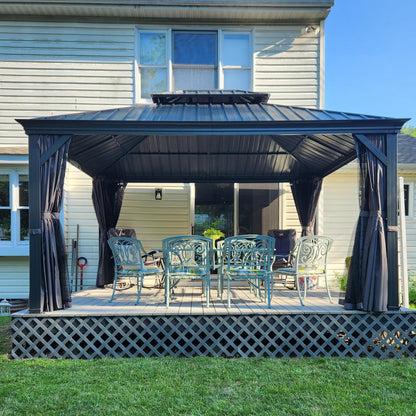 12' x 14' Aluminum Hardtop Gazebo with Galvanized Steel Double Roof
