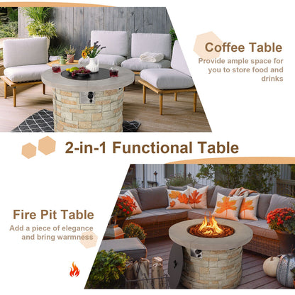 36-In. Propane Fire Pit Table with Lava Rocks and PVC Cover