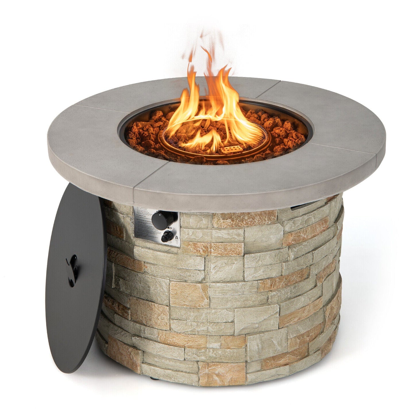 36-In. Propane Fire Pit Table with Lava Rocks and PVC Cover