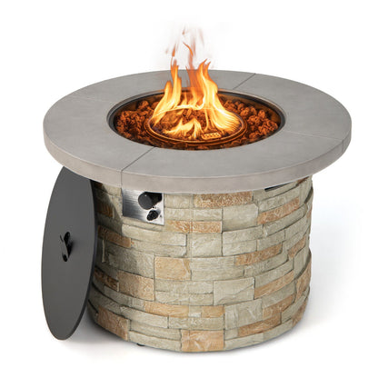 36-In. Propane Fire Pit Table with Lava Rocks and PVC Cover