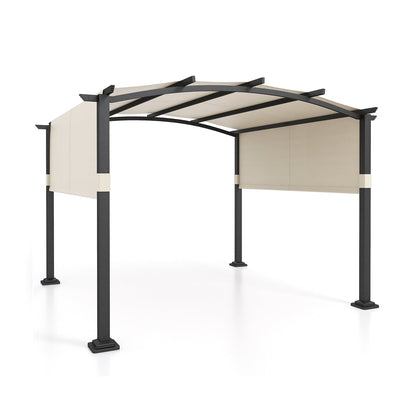 10x10 ft Arched Pergola with Retractable Polyester Canopy