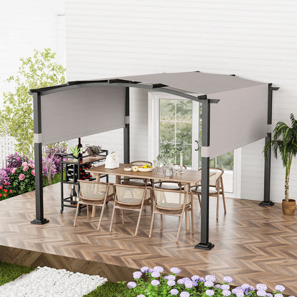 10x10 ft Arched Pergola with Retractable Polyester Canopy