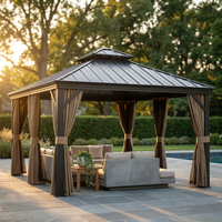 14 Ft. X 20 Ft. Double Galvanized Steel Roof Aluminum Frame Outdoor Patio Hardtop Gazebo with Netting and Curtains — Studio Shot