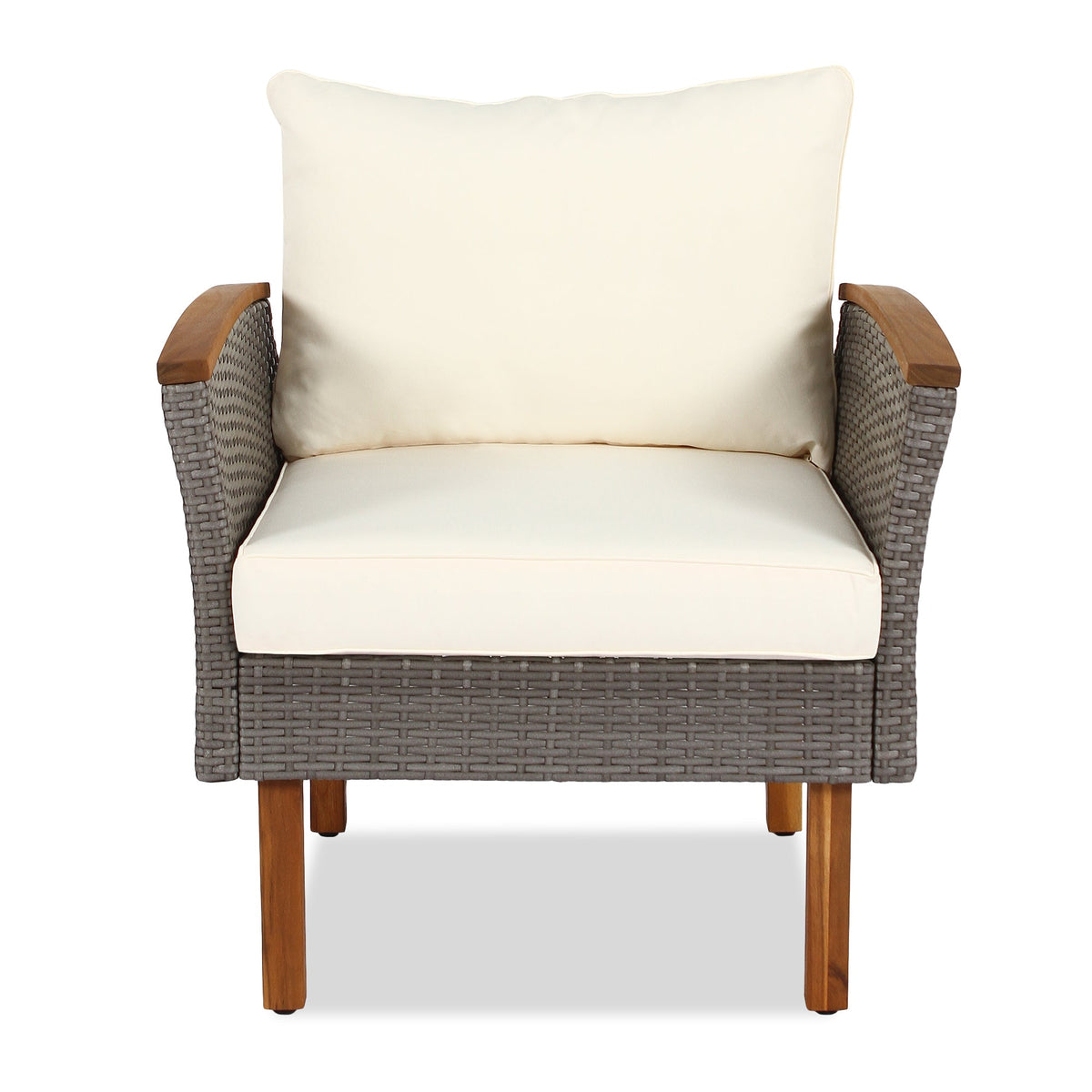 9-Piece Outdoor PE Wicker Patio Set with Acacia Wood