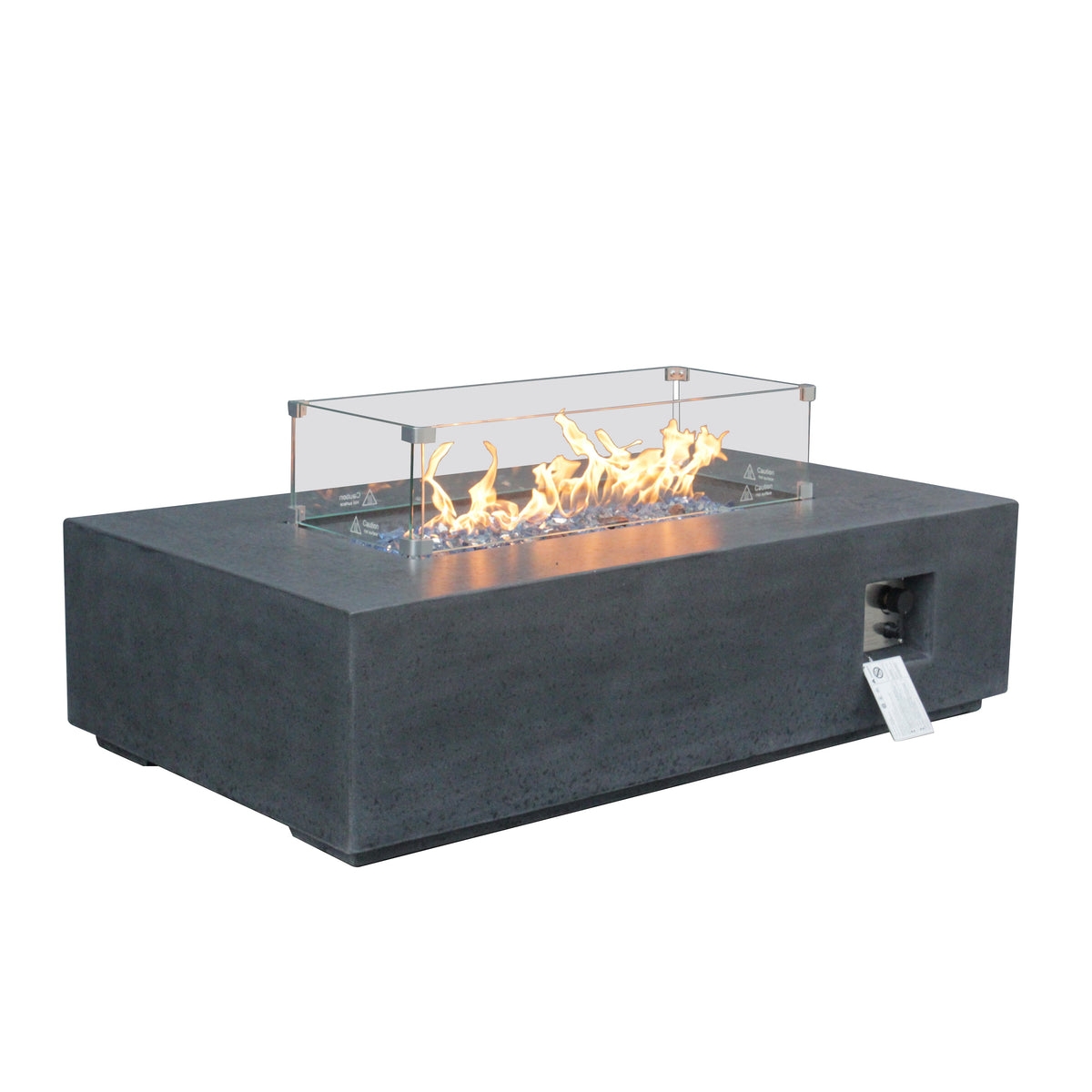 52-In. GFRC Propane Fire Pit Table with Glass and Lava Media