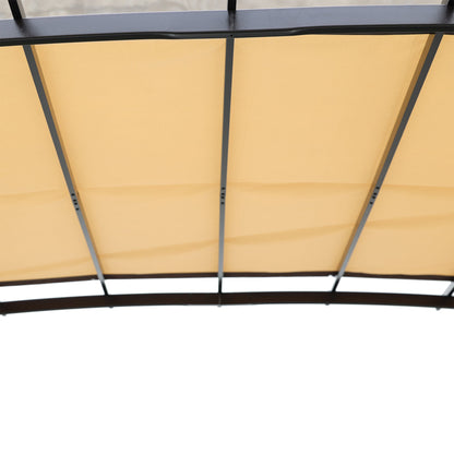 12x9 ft Retractable Steel Pergola with Beige and Brown Canopy