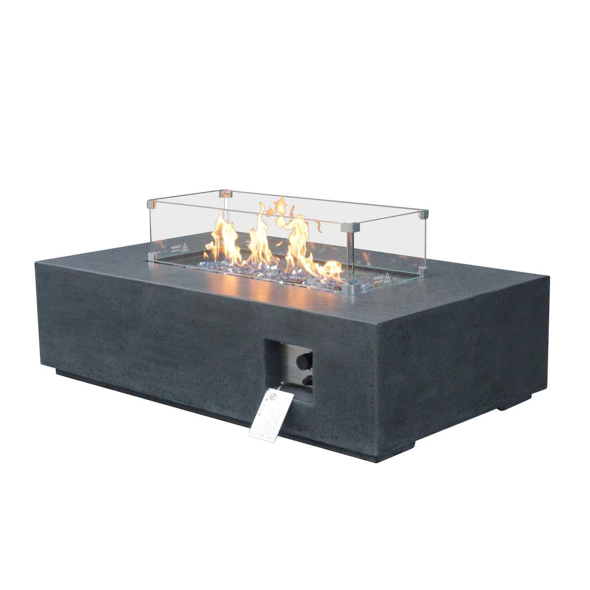 52-In. GFRC Propane Fire Pit Table with Glass and Lava Media
