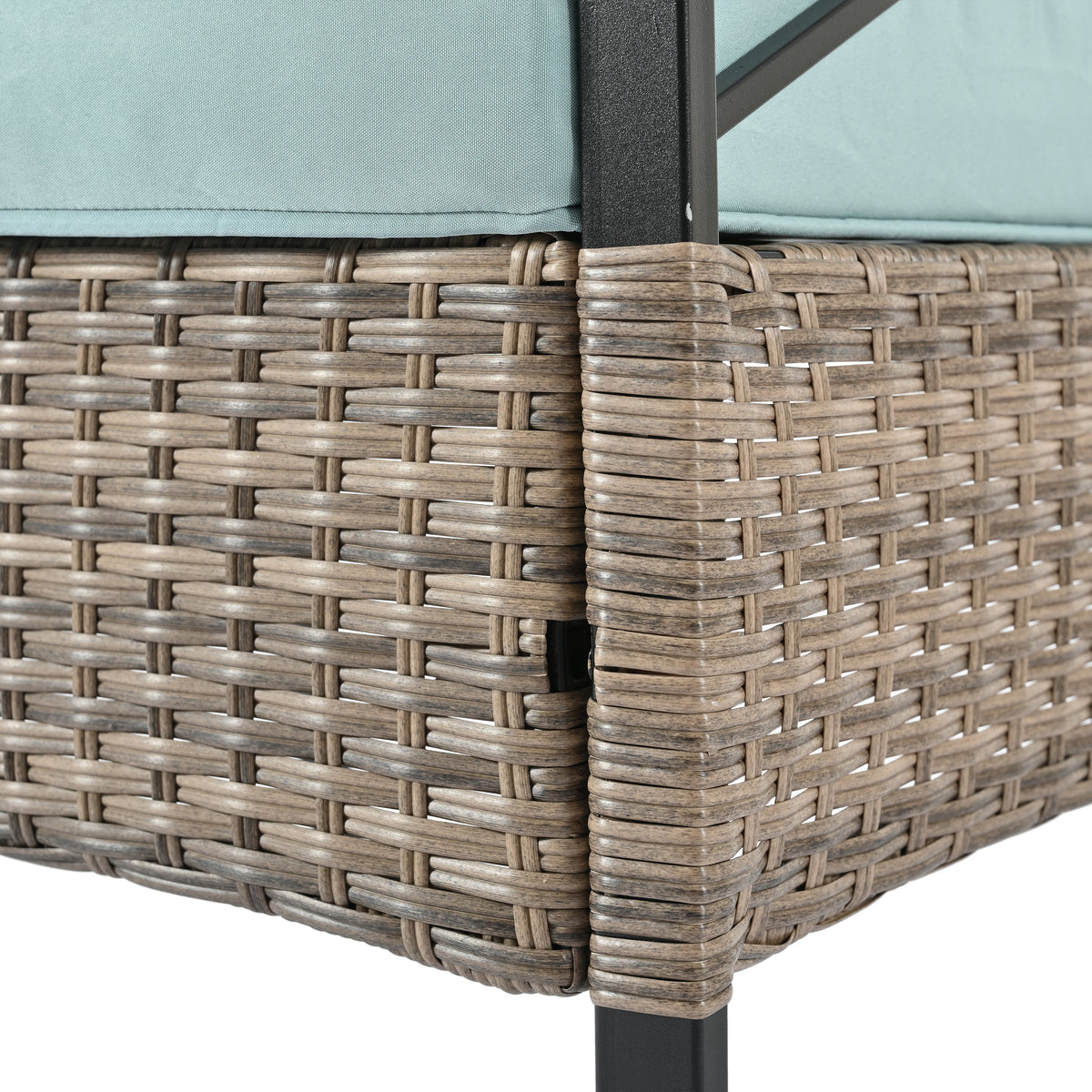 4-Piece Brown PE Rattan Patio Conversation Set with Cushions