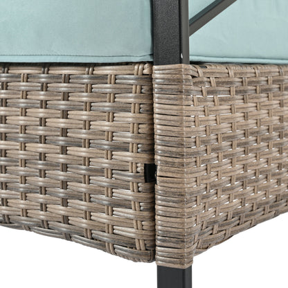 4-Piece Brown PE Rattan Patio Conversation Set with Cushions