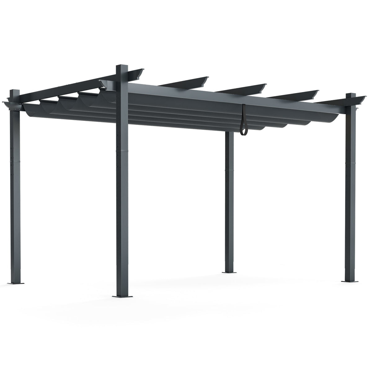 10x13 ft Aluminum Retractable Pergola with Beige Canopy
