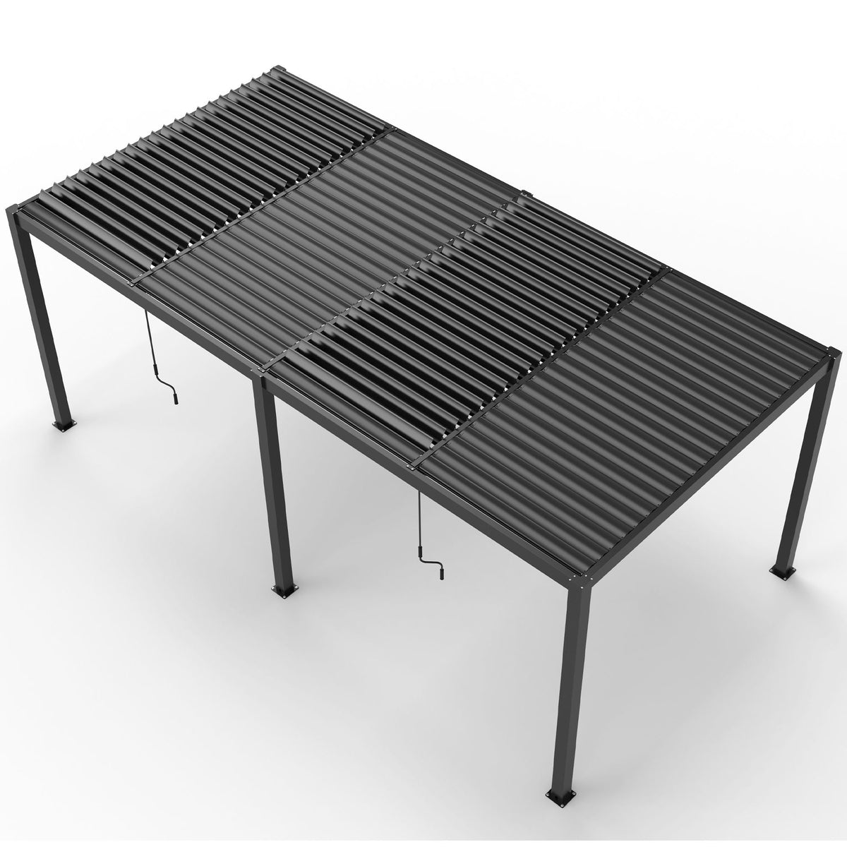 Black Aluminum Louvered Pergola with Adjustable Roof