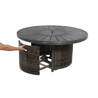 8-Piece Modular Patio Sofa Set with Fire Pit, Side Table & Weather-Resistant Cushions