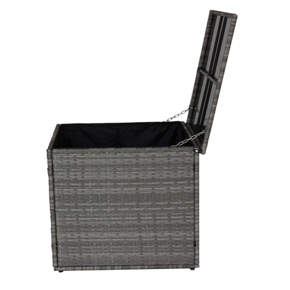 4-Piece Gray Wicker Rattan Patio Sectional Set with Storage Box