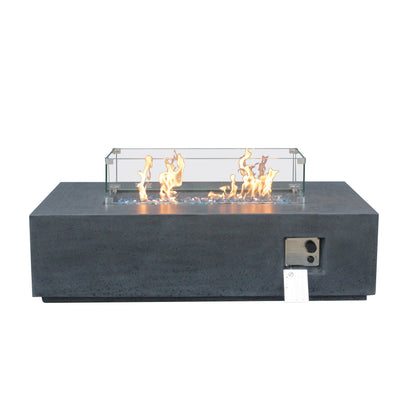 52-In. GFRC Propane Fire Pit Table with Glass and Lava Media
