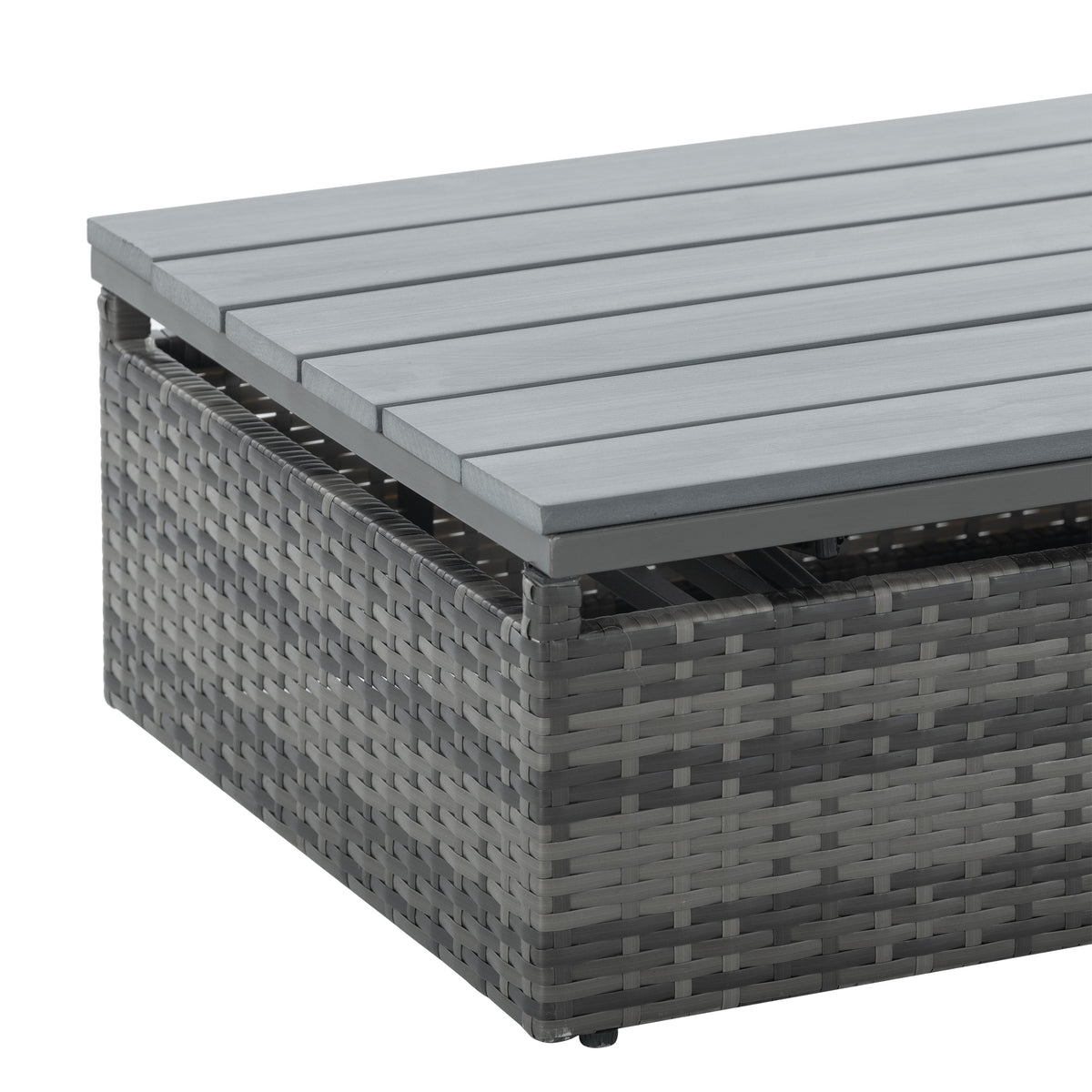 5-Piece Dark Gray PE Rattan Patio Sofa Set with Lift-Top Table