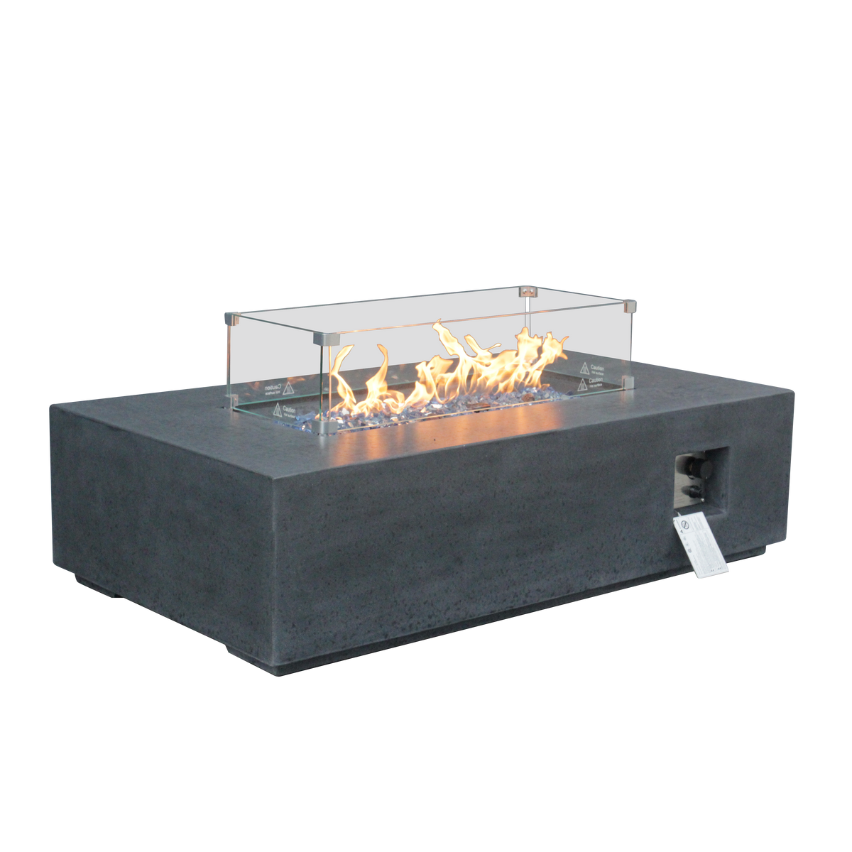 52-In. GFRC Propane Fire Pit Table with Glass and Lava Media