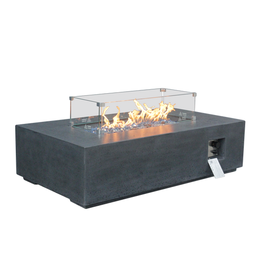 52-In. GFRC Propane Fire Pit Table with Glass and Lava Media