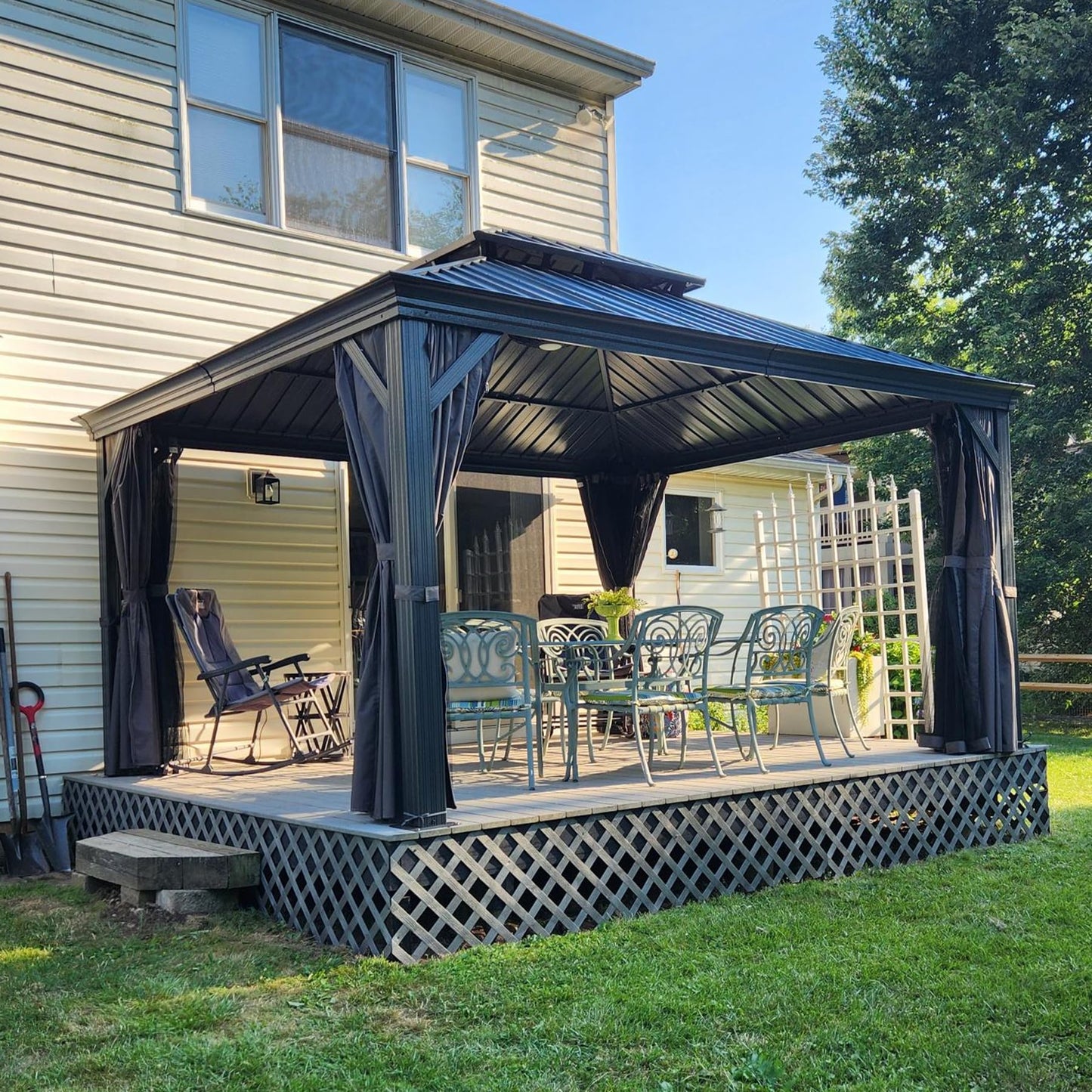 12' x 14' Aluminum Hardtop Gazebo with Galvanized Steel Double Roof