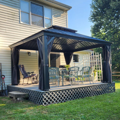 12' x 14' Aluminum Hardtop Gazebo with Galvanized Steel Double Roof