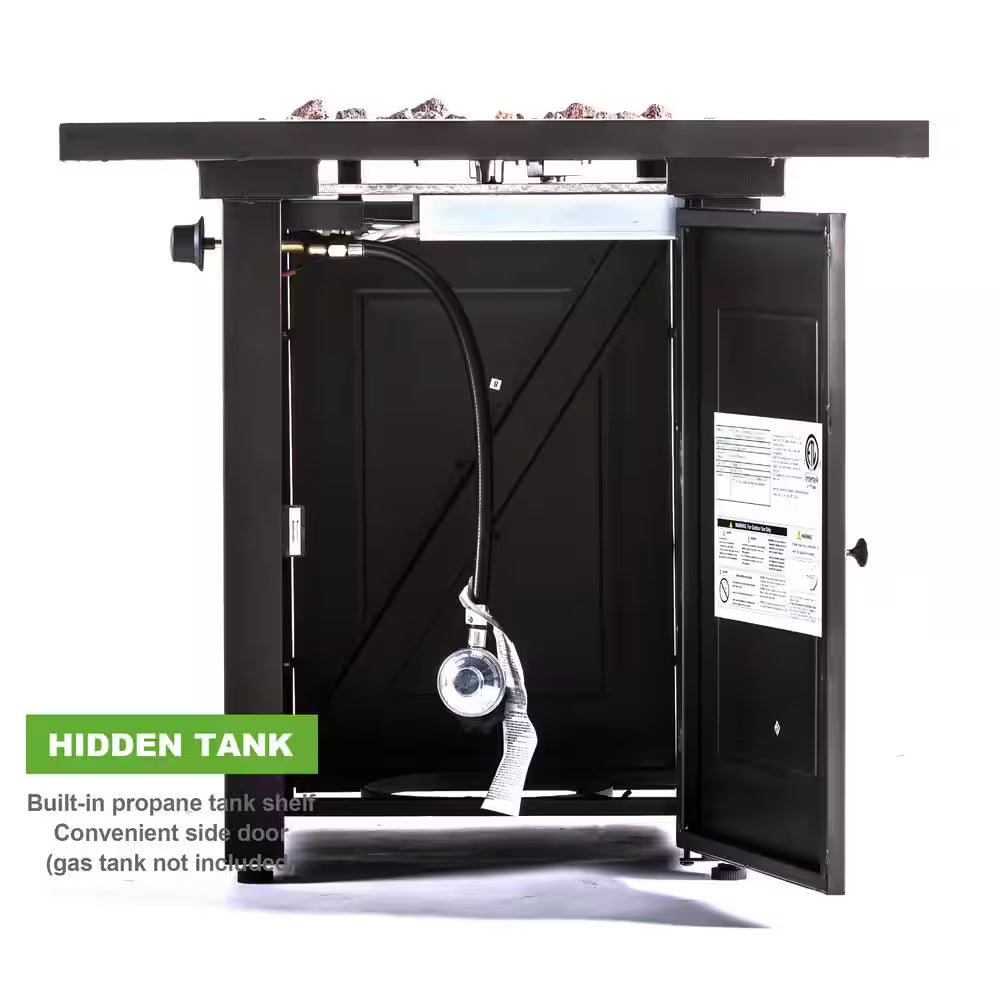 28 In. X 24 In. H 50000 BTU Square Steel Propane Mocha Fire Pit Table