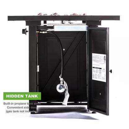 28 In. X 24 In. H 50000 BTU Square Steel Propane Mocha Fire Pit Table