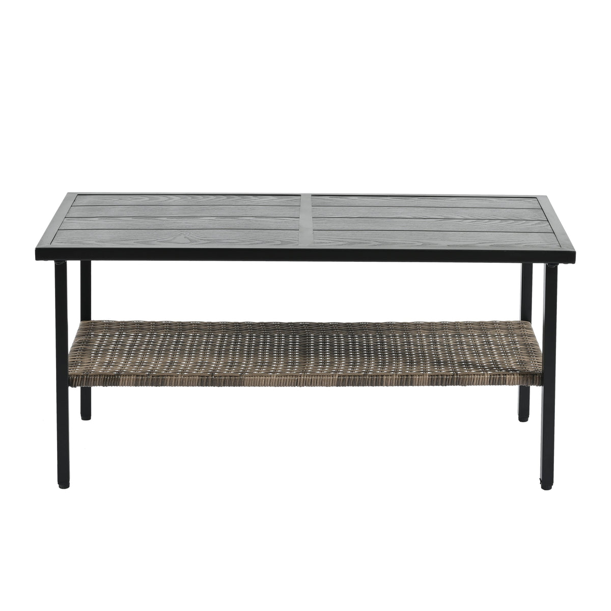 4-Piece Brown PE Rattan Patio Conversation Set with Cushions