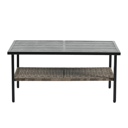 4-Piece Brown PE Rattan Patio Conversation Set with Cushions