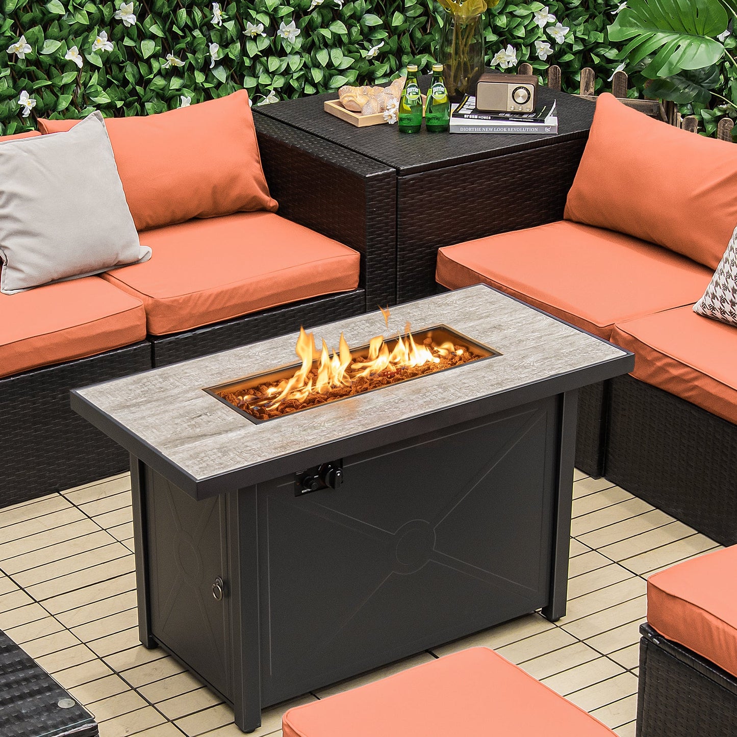 42-In. 60,000 BTU Propane Fire Pit Table with Ceramic Top