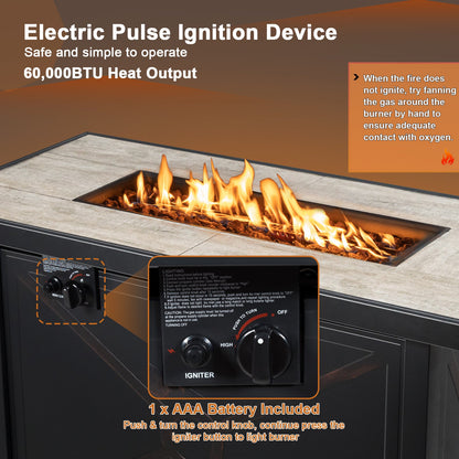 42-In. 60,000 BTU Propane Fire Pit Table with Ceramic Top