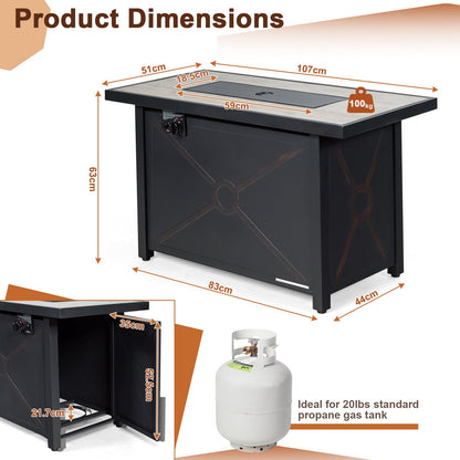 42-In. 60,000 BTU Propane Fire Pit Table with Ceramic Top