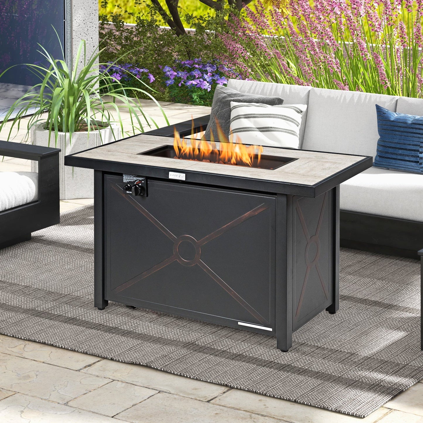 42-In. 60,000 BTU Propane Fire Pit Table with Ceramic Top