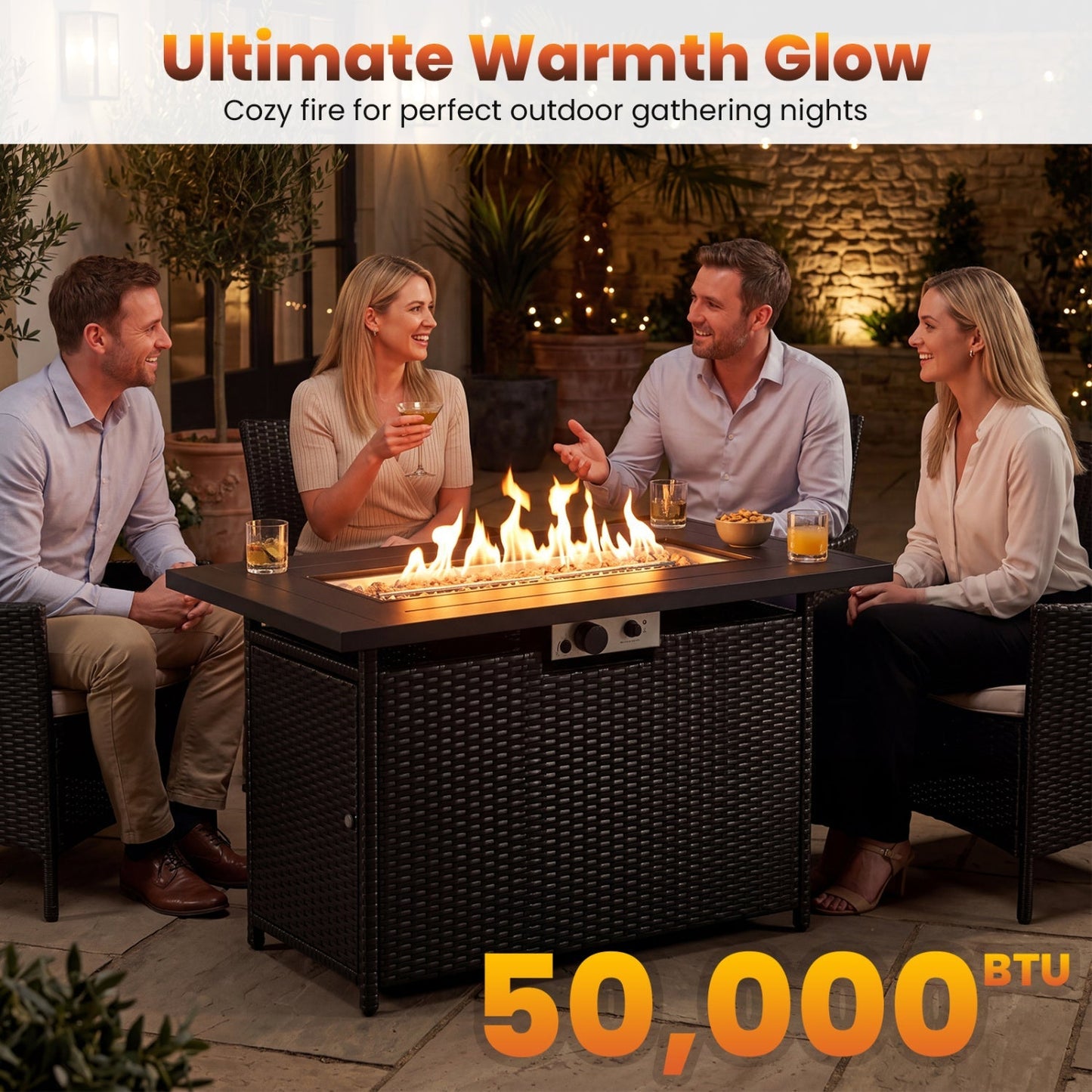 44.5-In. Propane Fire Pit Table with 50,000 BTU Burner