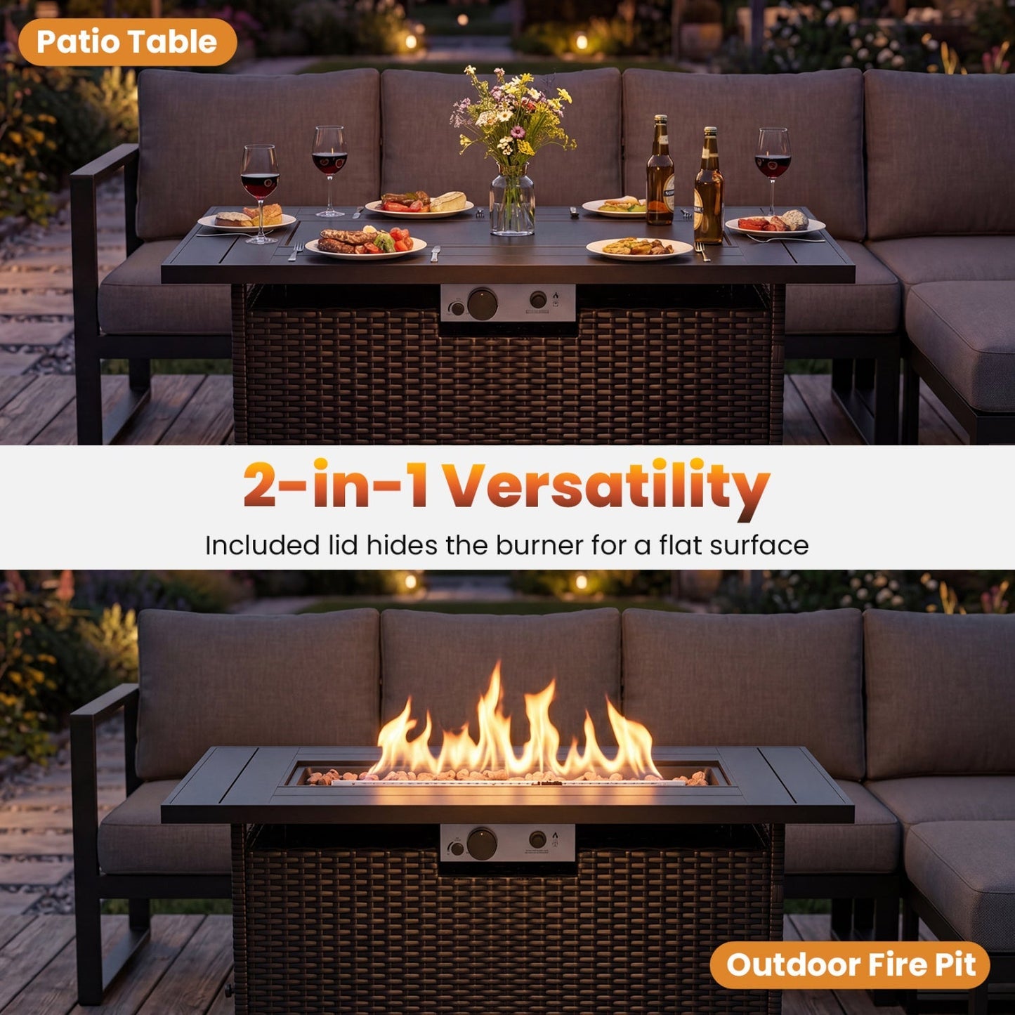44.5-In. Propane Fire Pit Table with 50,000 BTU Burner