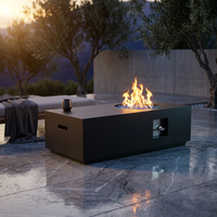48 In, 50,000 BTU Black Coating Steel Outdoor Fire Table Propane Gas Fire Pit Table — Studio Shot