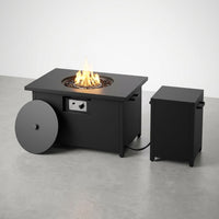 48 In, 50,000 BTU Black Coating Steel Outdoor Fire Table Propane Gas Fire Pit Table — Studio Shot
