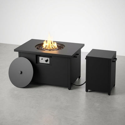 Outdoor Fire Table Built for Entertaining, 50,000 BTU Propane, 48 Inch Steel Frame, Hidden Tank Storage