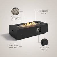 48 In, 50,000 BTU Black Coating Steel Outdoor Fire Table Propane Gas Fire Pit Table — infographic
