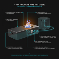 48 In, 50,000 BTU Black Coating Steel Outdoor Fire Table Propane Gas Fire Pit Table — How It Works