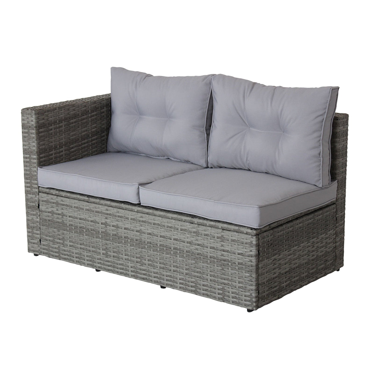 4-Piece Gray Wicker Rattan Patio Sectional Set with Storage Box