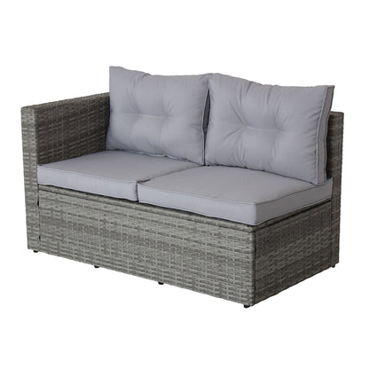 4-Piece Gray Wicker Rattan Patio Sectional Set with Storage Box