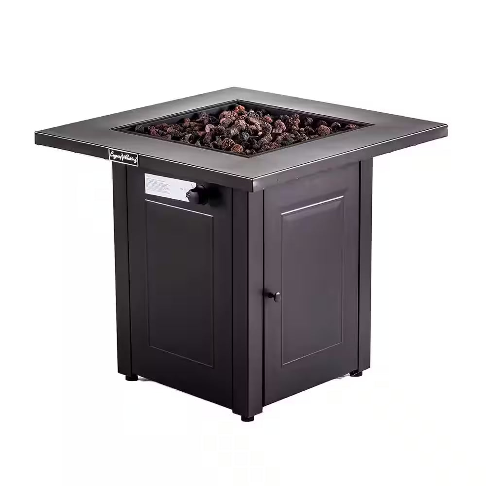 28 In. X 24 In. H 50000 BTU Square Steel Propane Mocha Fire Pit Table