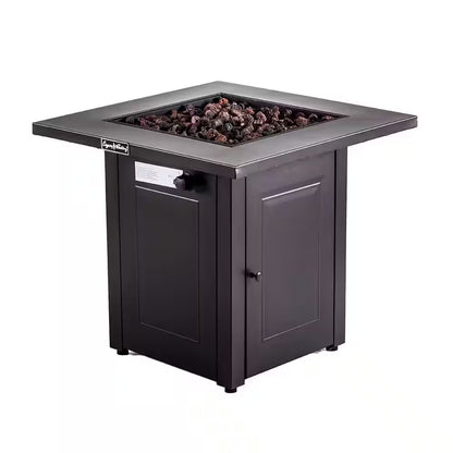 28 In. X 24 In. H 50000 BTU Square Steel Propane Mocha Fire Pit Table