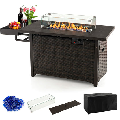 52-In. Propane Fire Pit Table with Wicker Exterior and Cover