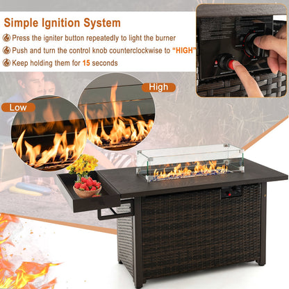 52-In. Propane Fire Pit Table with Wicker Exterior and Cover